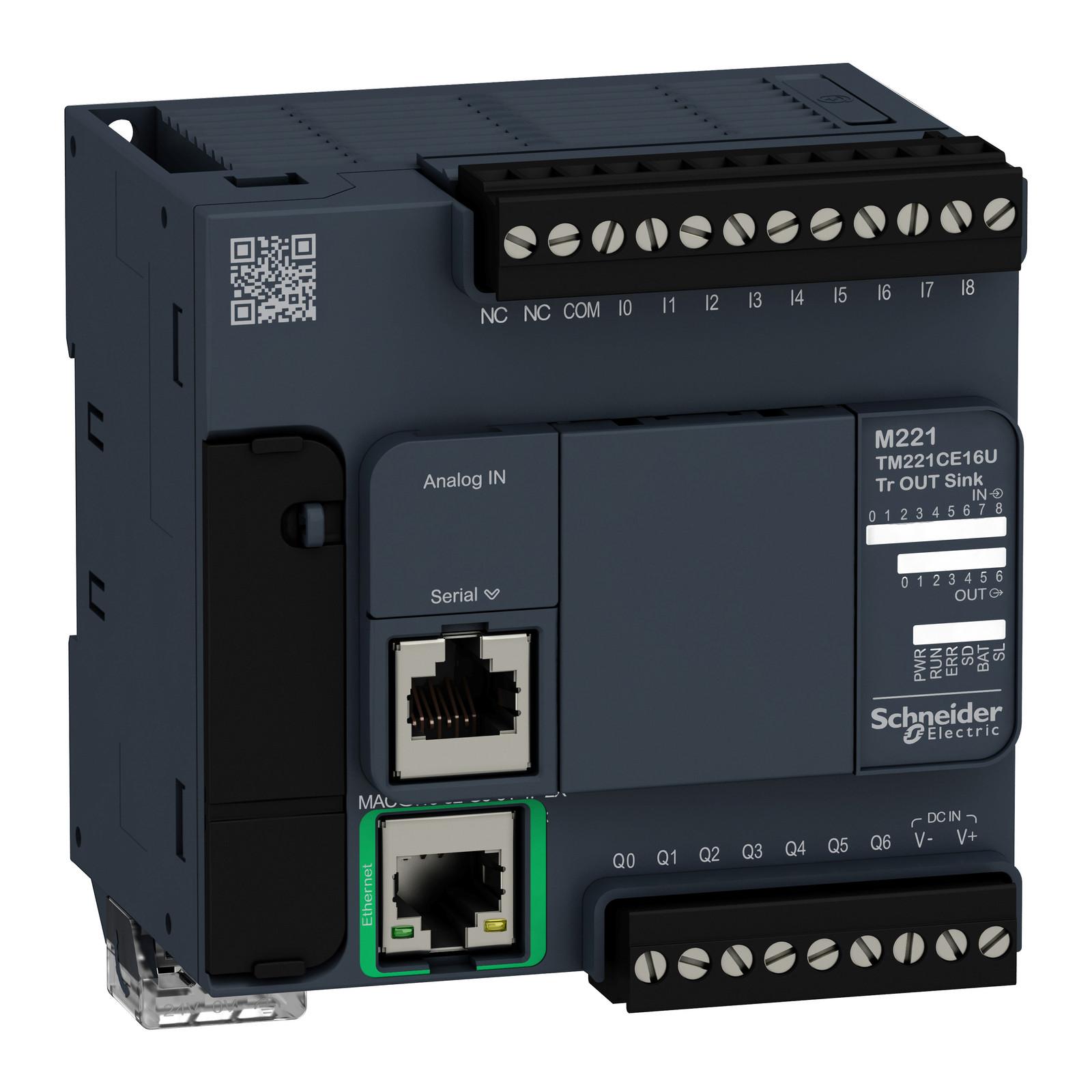 logic controller, Modicon M221, 16 IO, transistor, NPN, Ethernet