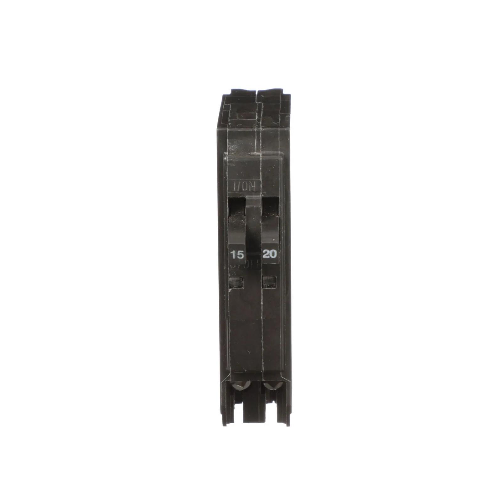 Tandem mini circuit breaker, QO, 1 x 1 pole at 15A, 1 x 1 pole at 20A, 120/240VAC, 10kA, plug in mount