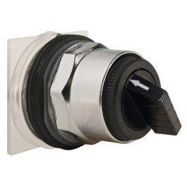 Selector switch head, Harmony 9001K, metal, standard handle, black, 30mm, 3 positions, spring return left to center