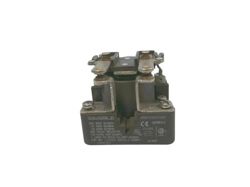 Power Relay, Type C, 2 HP, 30A resistive at 300 VAC, DPST, 2 normally open contacts, 24 VDC coil