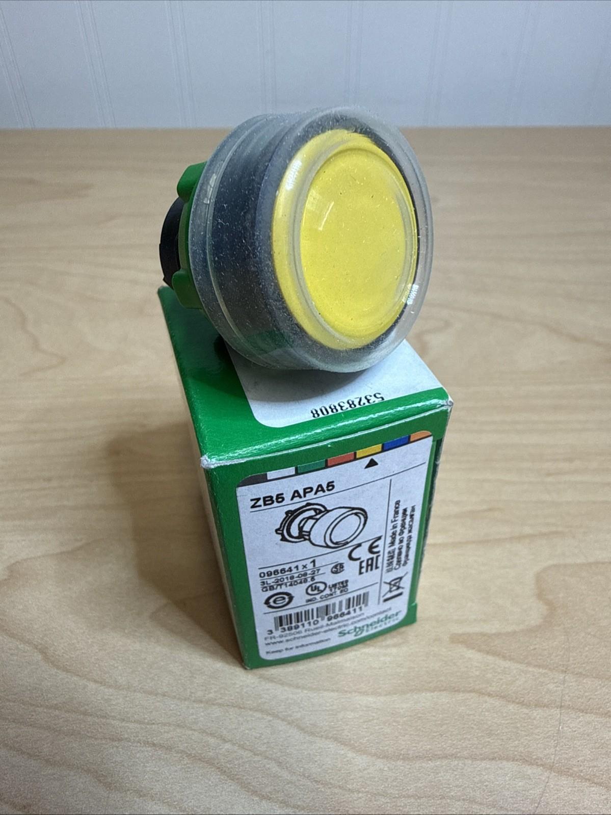 Head for non illuminated push button, Harmony XB5, XALF, XB4, yellow flush pushbutton Ø22 mm spring return unmarked