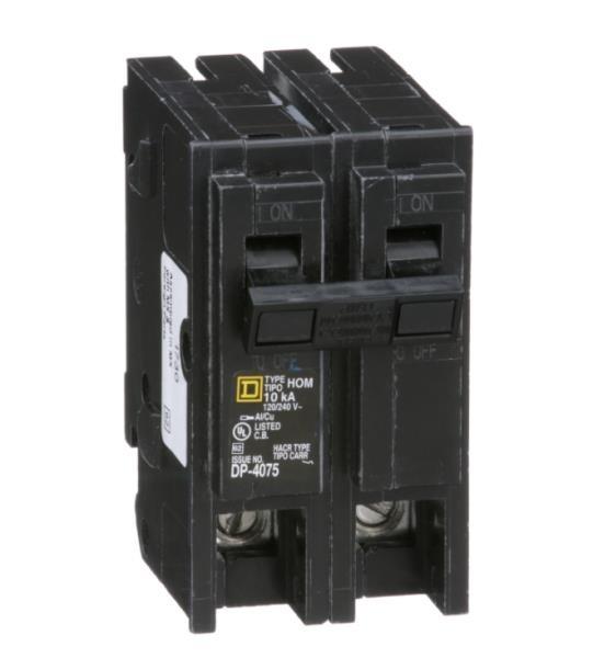 Mini circuit breaker, Homeline, 110A, 2 pole, 120/240VAC, 10kA AIR, standard type, plug in, UL