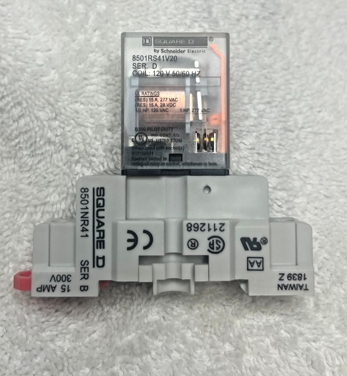 Miniature Relay, Harmony 8501R, SPDT, 5 blades, coil, 15A resistive at 120V AC, 1HP at 277V AC, 120V AC, 1NO+ 1NC