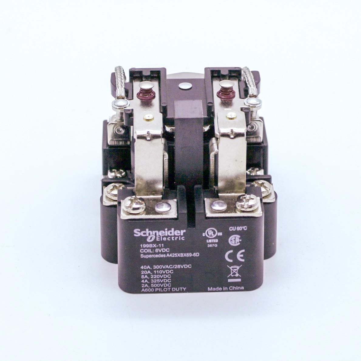 Power relay, SE Relays, DPDT, 40A, 6 VDC, magnetic blowout, open type