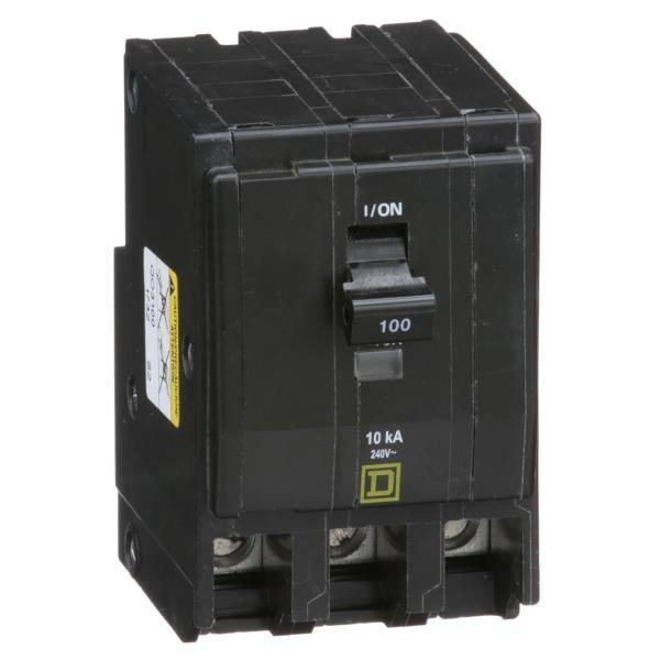 Mini circuit breaker, QO, 100A, 3 pole, 120/240VAC, 10kA, plug in mount