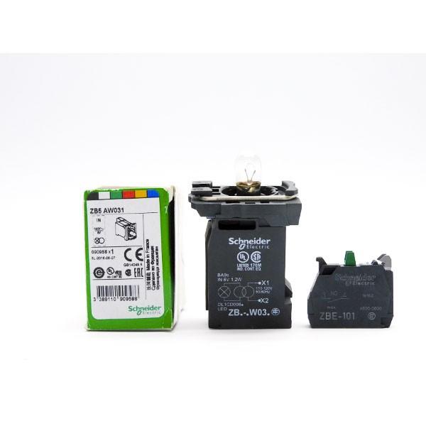 Complete body/contact assembly and light block, Harmony XB5, XB4, with body/fixing collar with BA9s incandesc. bulb 110...120 V 1 NO