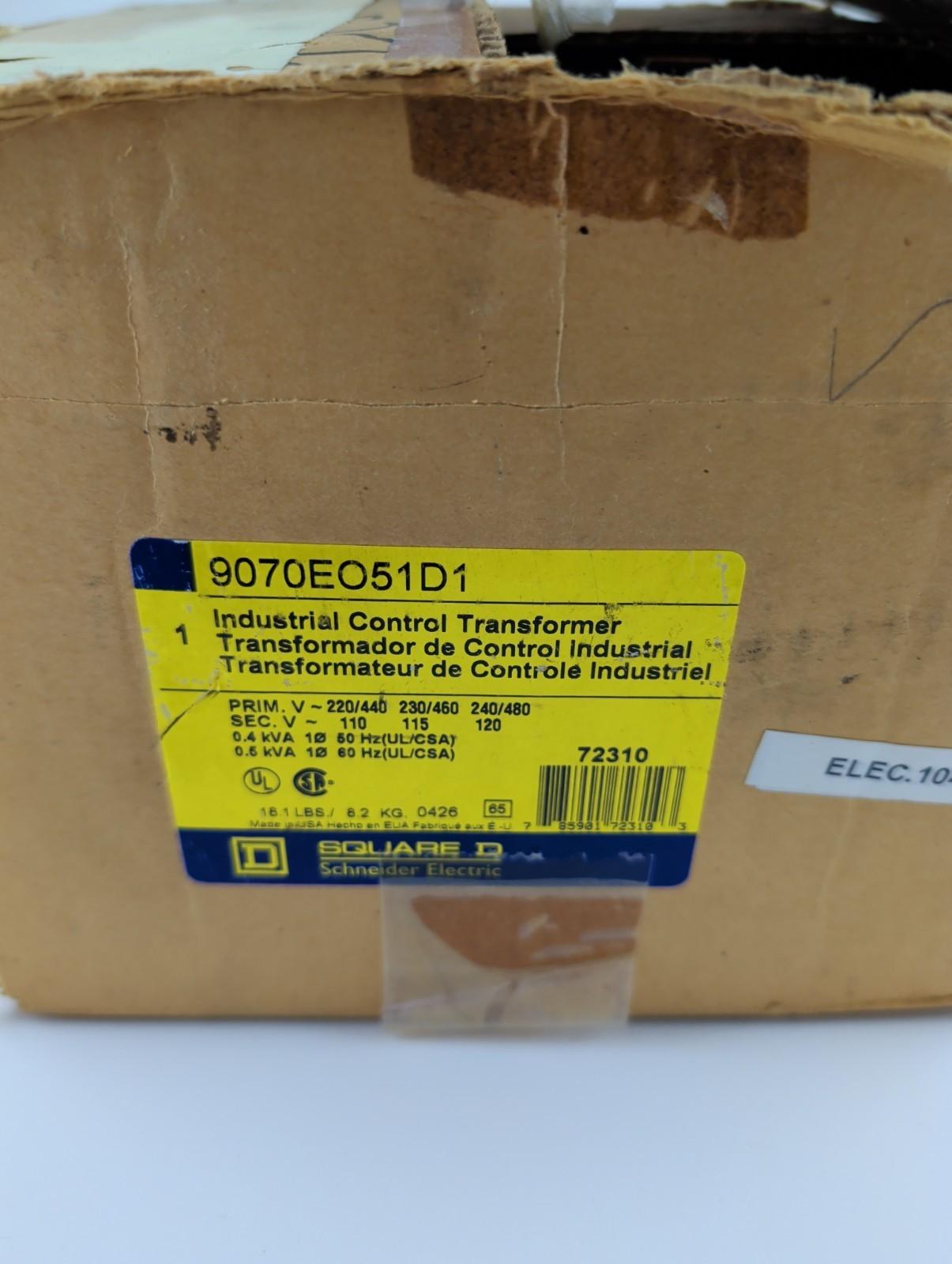 Transformer, EO, industrial control, 500VA, 1 phase, 240x480V primary, 120V secondary, 80C rise