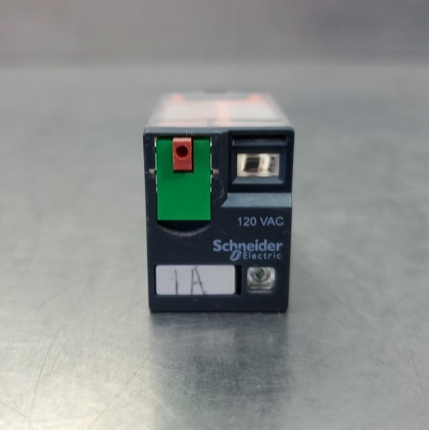 Relay, General Purpose Relays, 4PDT, LED clear cover, lock push button, faston terminals, 6A, 120V AC, 4NC + 4NO