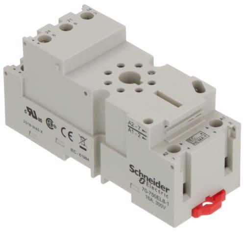 Socket, SE Relays general purpose relay accessory, DPDT, 16A, 300V, 8 pins, lift terminals, lock plastic clip, 750/750H