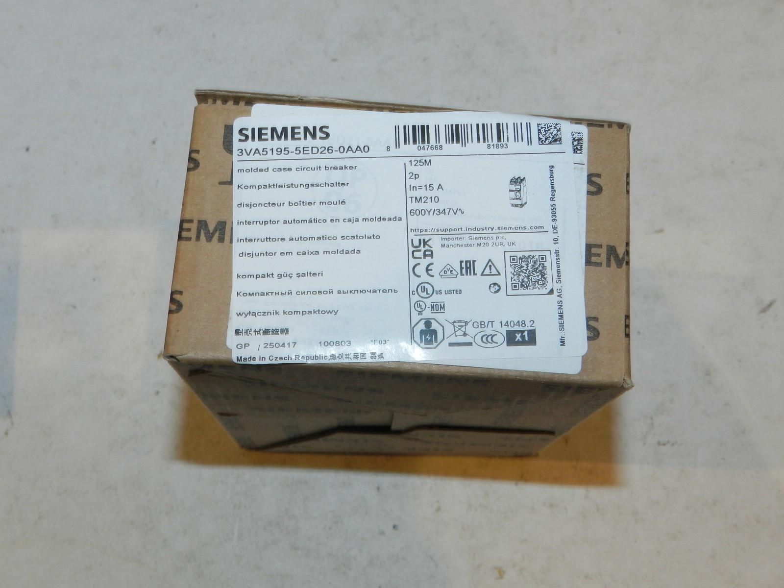 3VA5195-5ED26-0AA0 Molded Case Circuit Breaker 3VA5 NIB