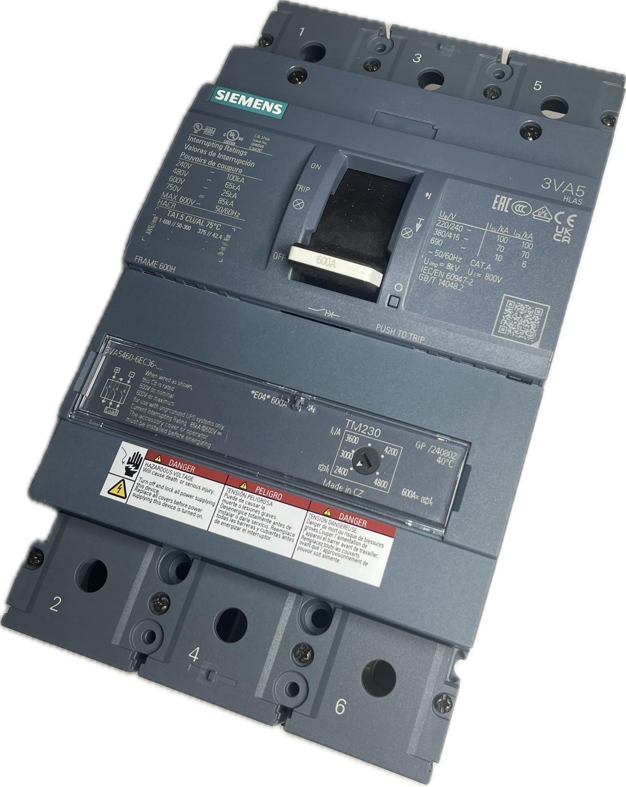 3VA5460-6EC36-0AA0 3VA5 Molded Case Circuit Breaker 600A 3P TM230 600V