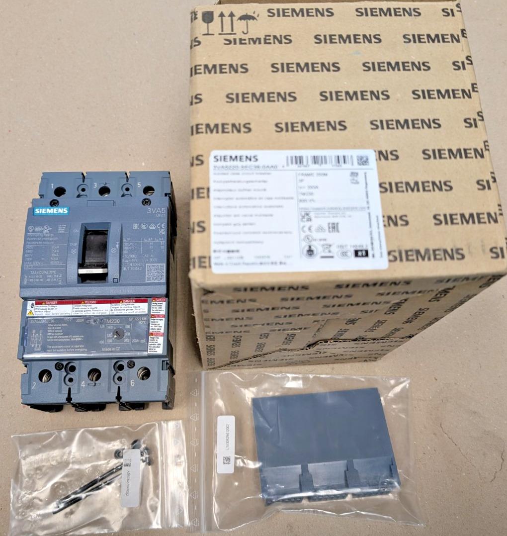 3VA5220-5EC36-0AA0 200amp 3-Pole Breaker 3VA5 With Line Load Lugs