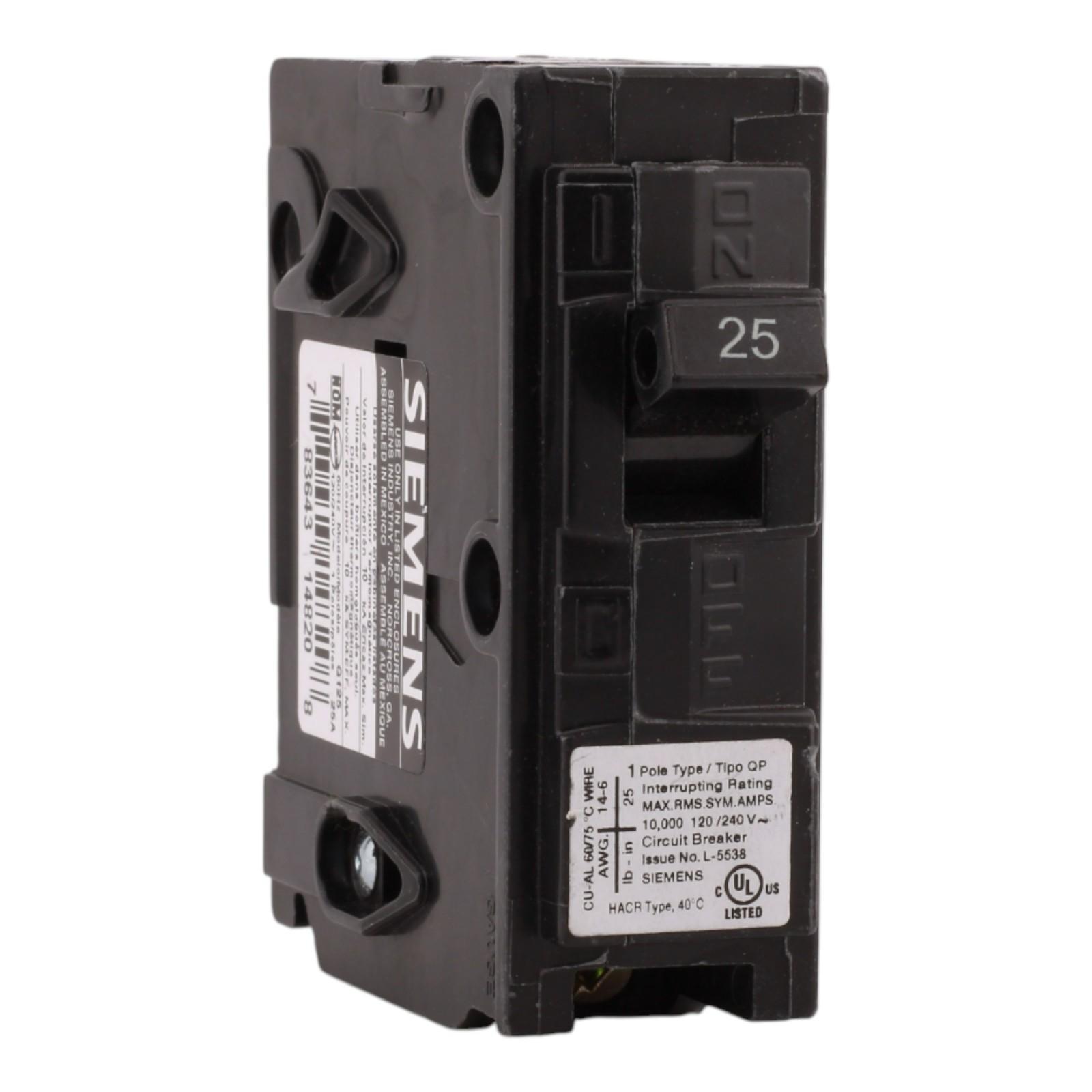 Lot of SIEMENS QP QP125 Q125 POLE 25 AMP 120v Circuit BREAKER Push-In