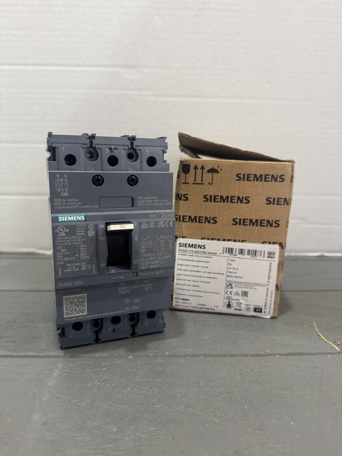 CAT: No. 3VA5170-6ED36-0AA0 70 Circuit Breaker