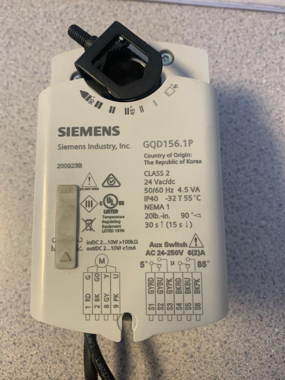GQD156.1P OPEN AIR SPRING RETURN DAMPER Valve 20LB-1N. 24V AC/DC