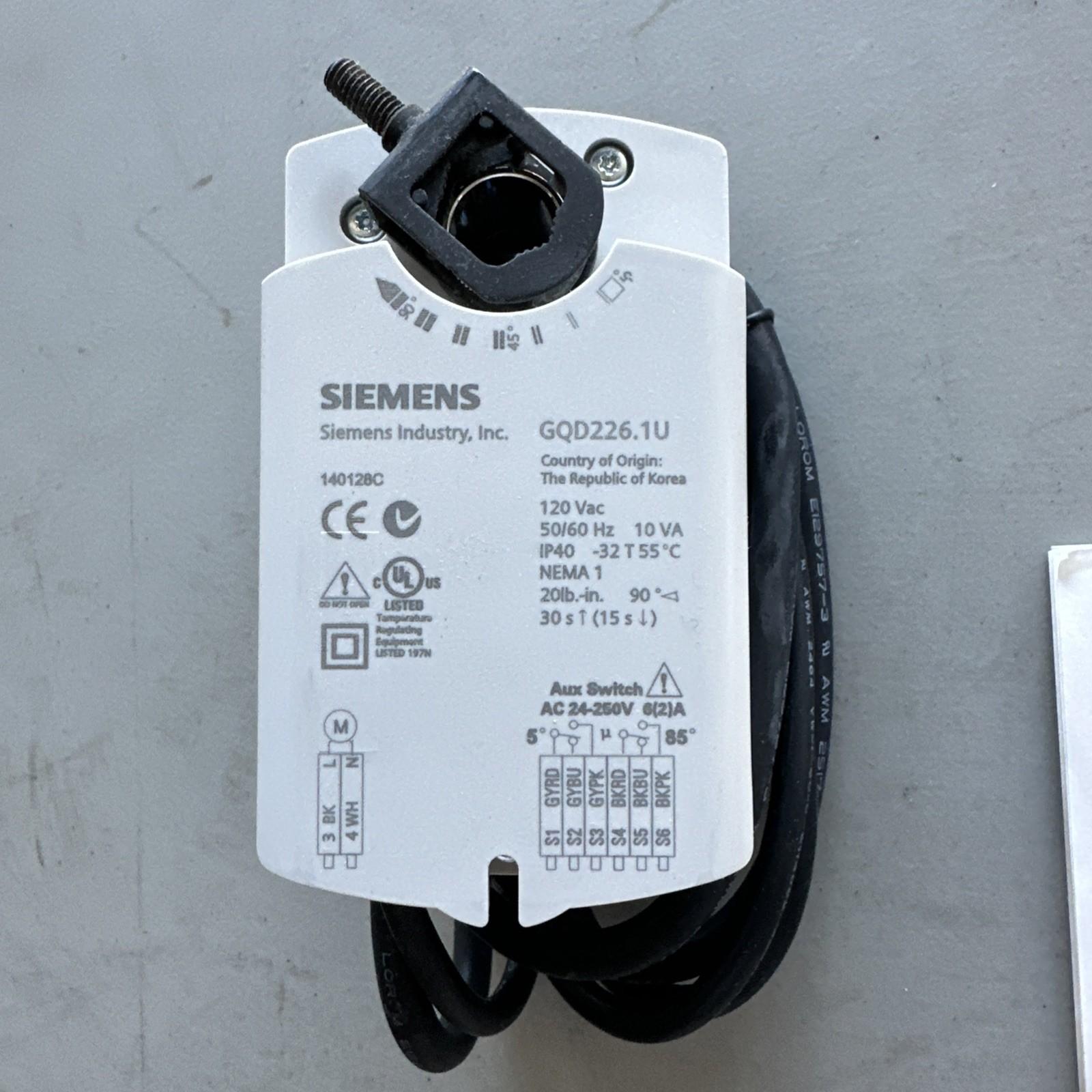 Damper Actuator GQD226.1U SR,20 LB-IN, 2PT, 120VAC