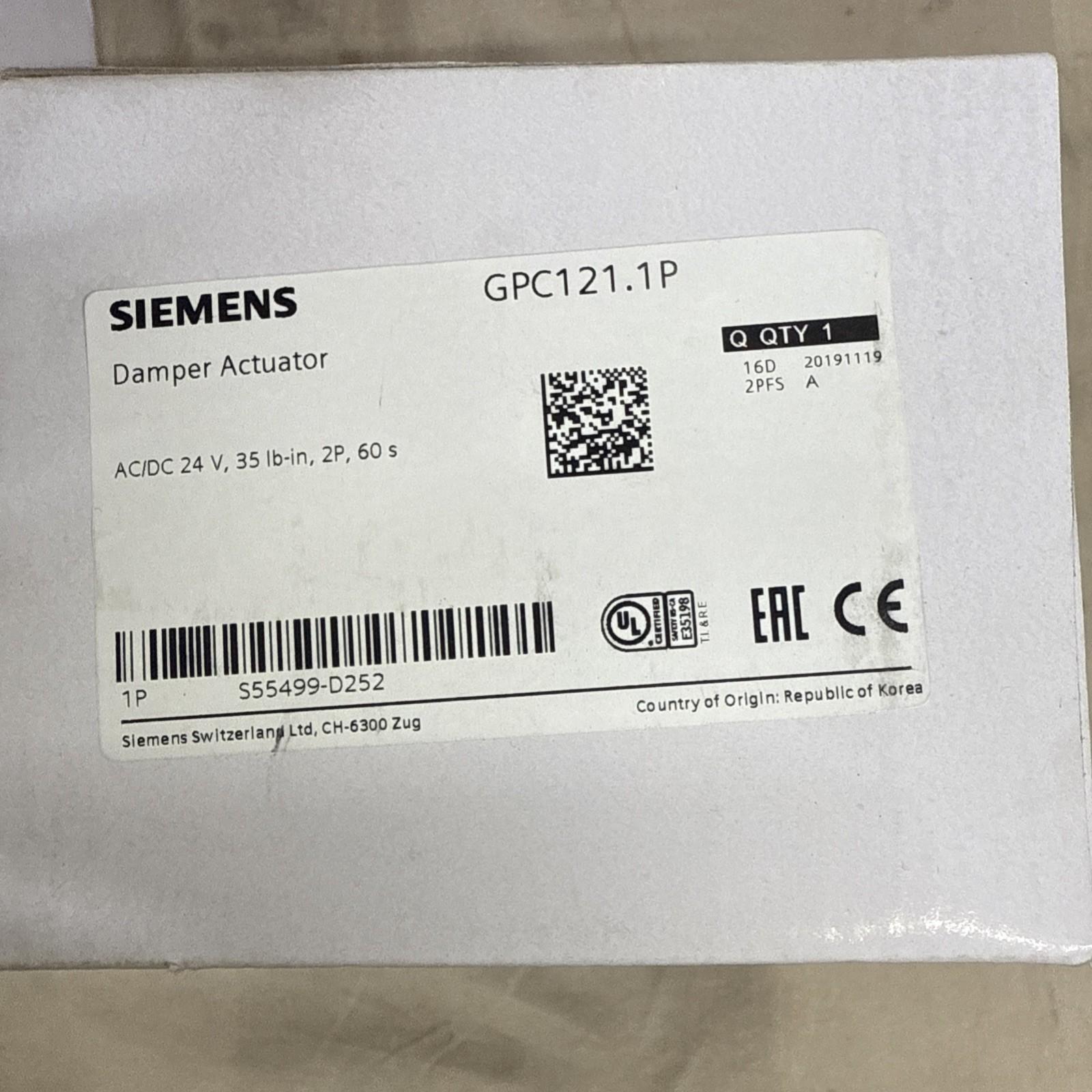 Damper Actuator GPC121.1P S55499-D252 AC/DC 24V 35lb-in 2P 60S