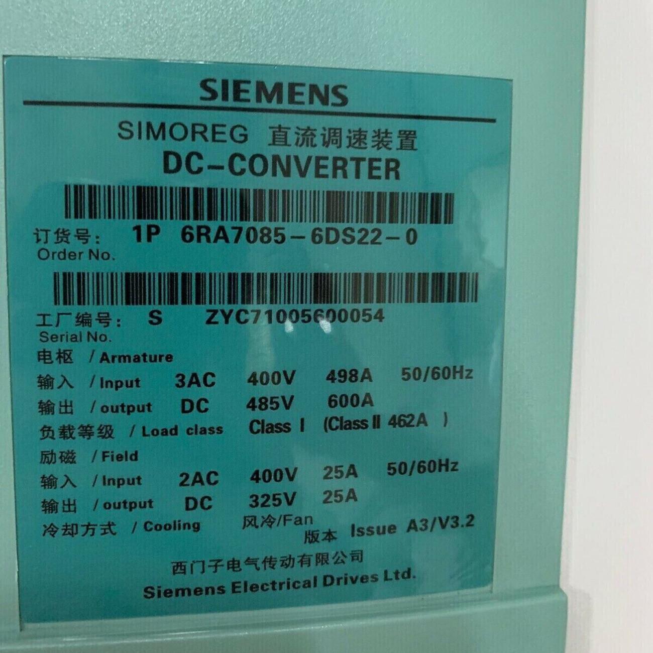 6RA7 085-6DS22-0 DC GOVERNOR 6RA7085-6DS22-0 DC Master Converter