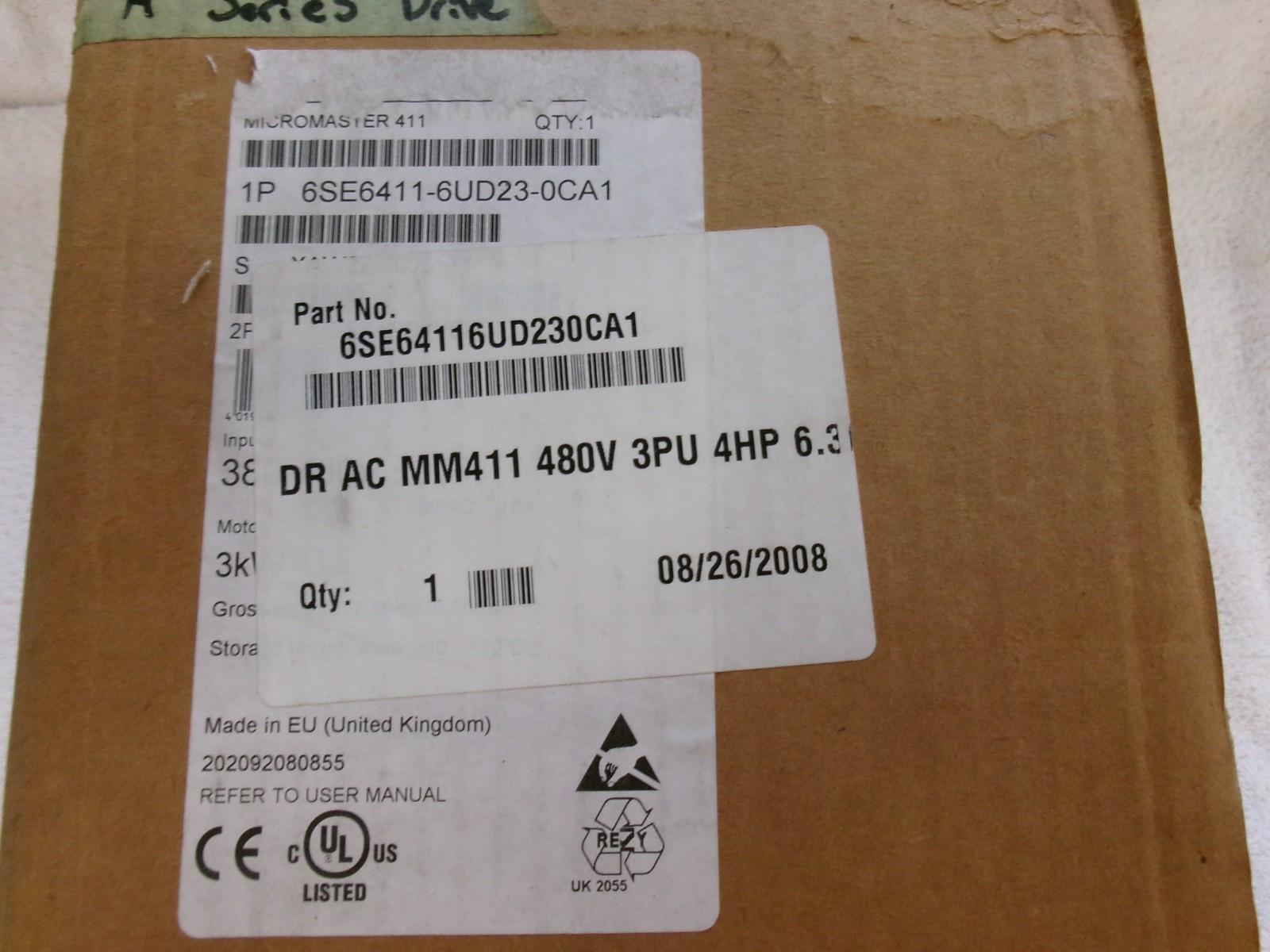 NIB Micromaster 411 Variable Speed Frequency Drive 6SE6411-6UD23-0CA1