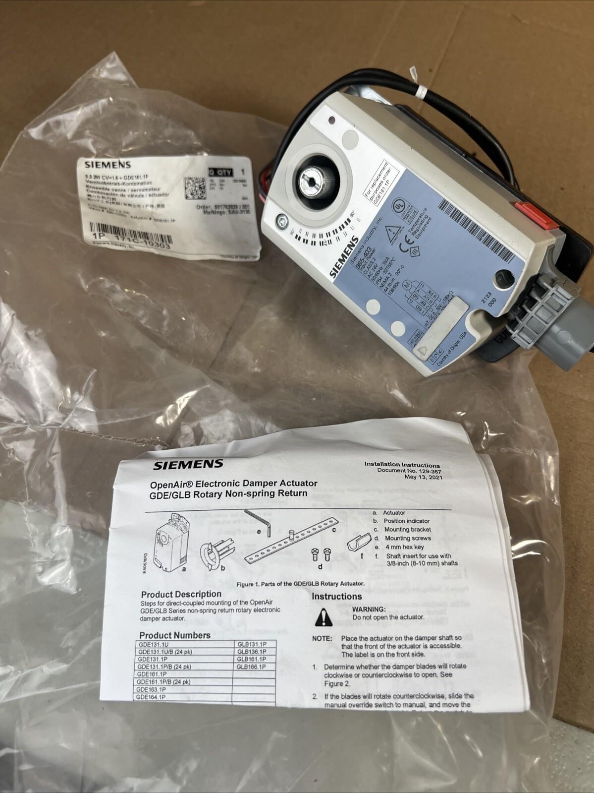 171C-10303 HVAC OpenAir Electronic Damper Actuator GDE161.1p