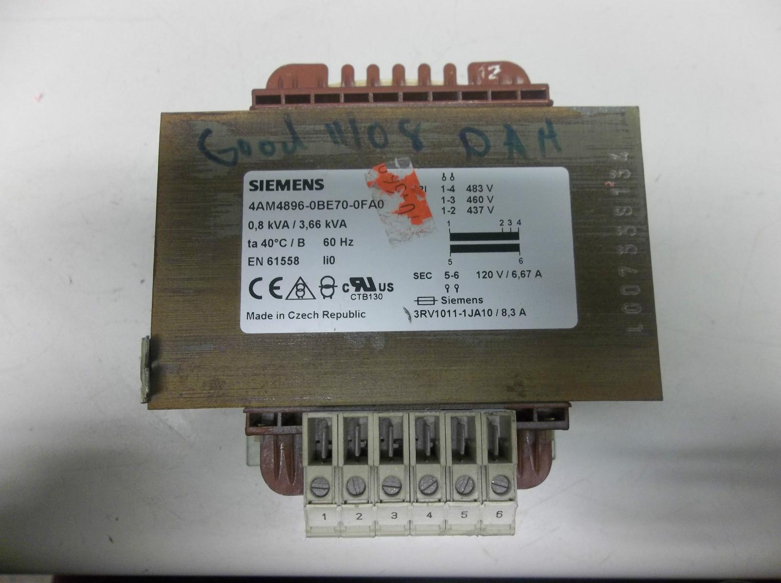 TRANSFORMER 4AM4896-0BE70-0FA0 483V HI 120V LO 0.8-3.66 KVA