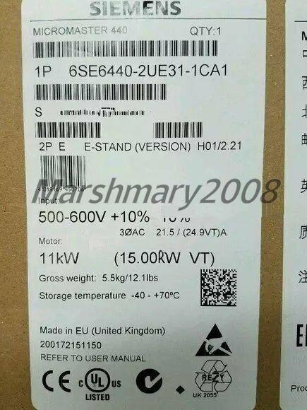 6SE6 440-2UE31-1CA1 6SE6440-2UE31-1CA1 MICROMASTER 440 11KW/500V