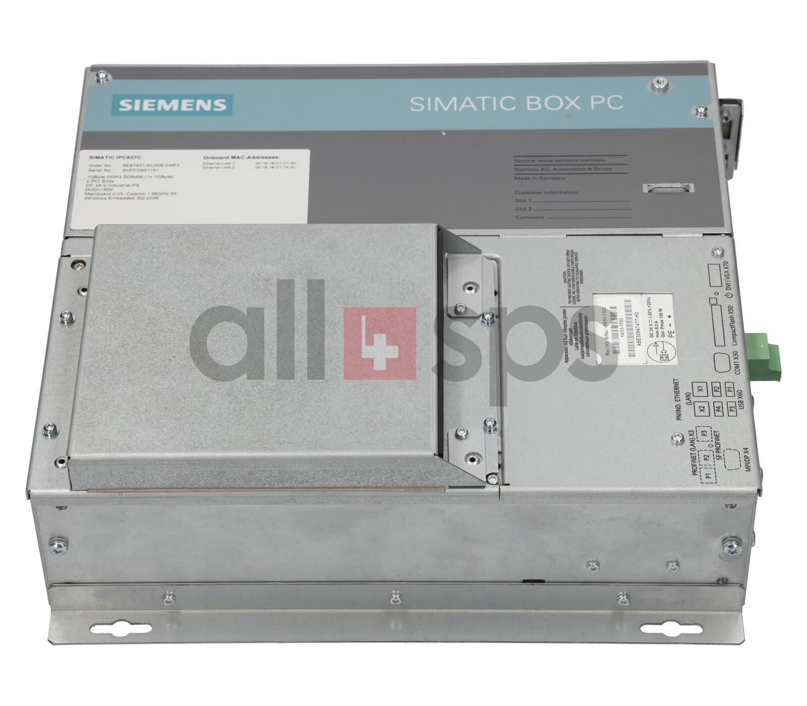 SIMATIC IPC627C BOX CELERON 1.86GHZ 6ES7647-6CA06-0WF0