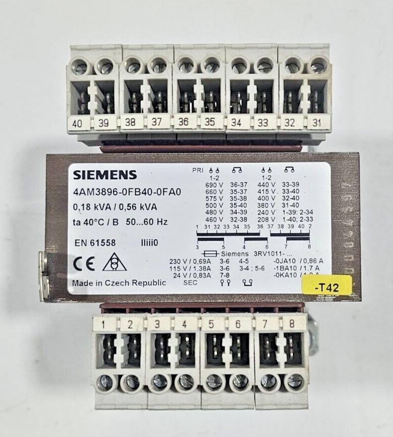 4AM3896-0FB40-0FA0 0,18kVA/0,56kVA Transformer PRI,208-690V SEC,24-230V