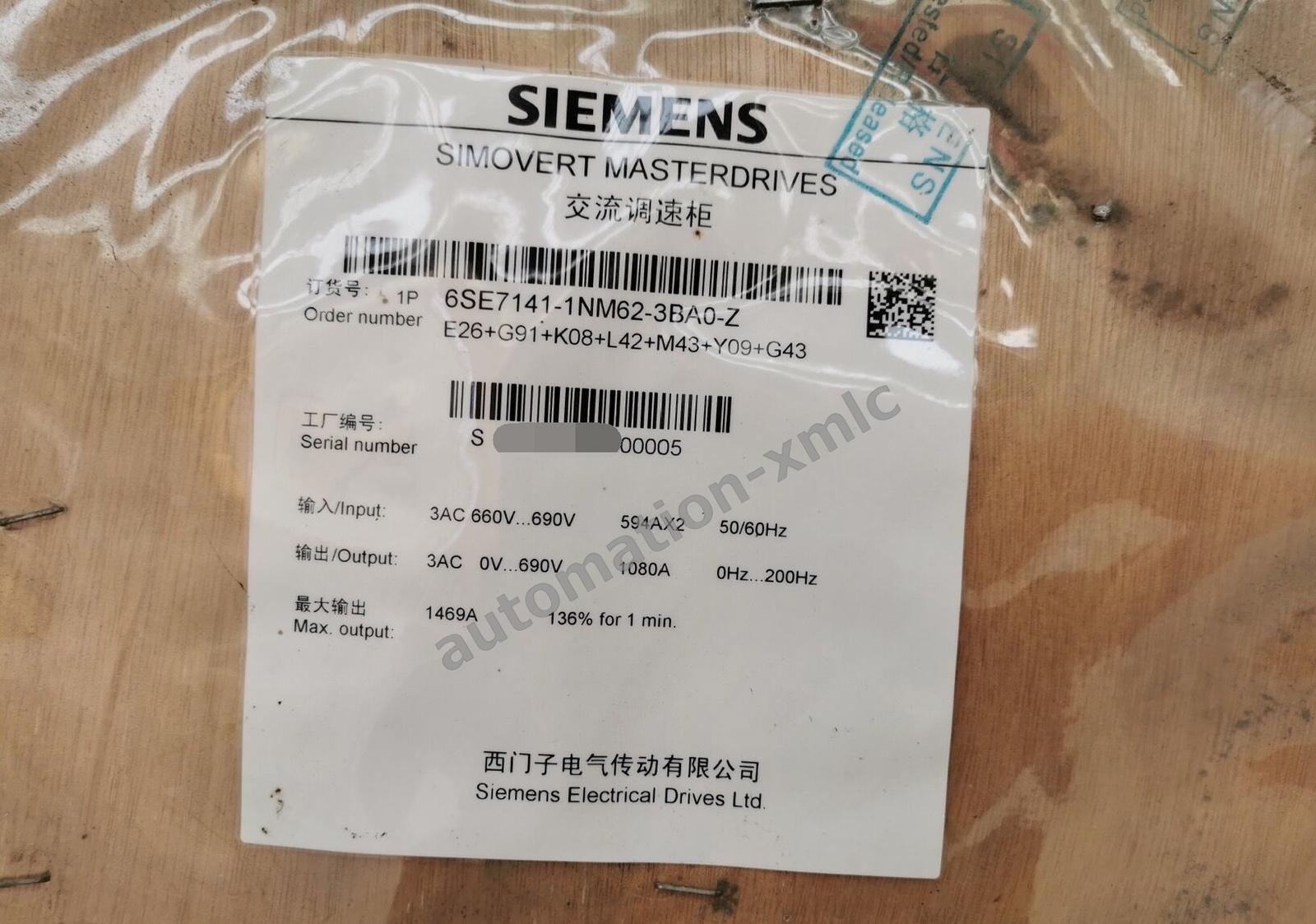 6SE7141-1NM62-3BA0-Z Masterdrives Converter Unit