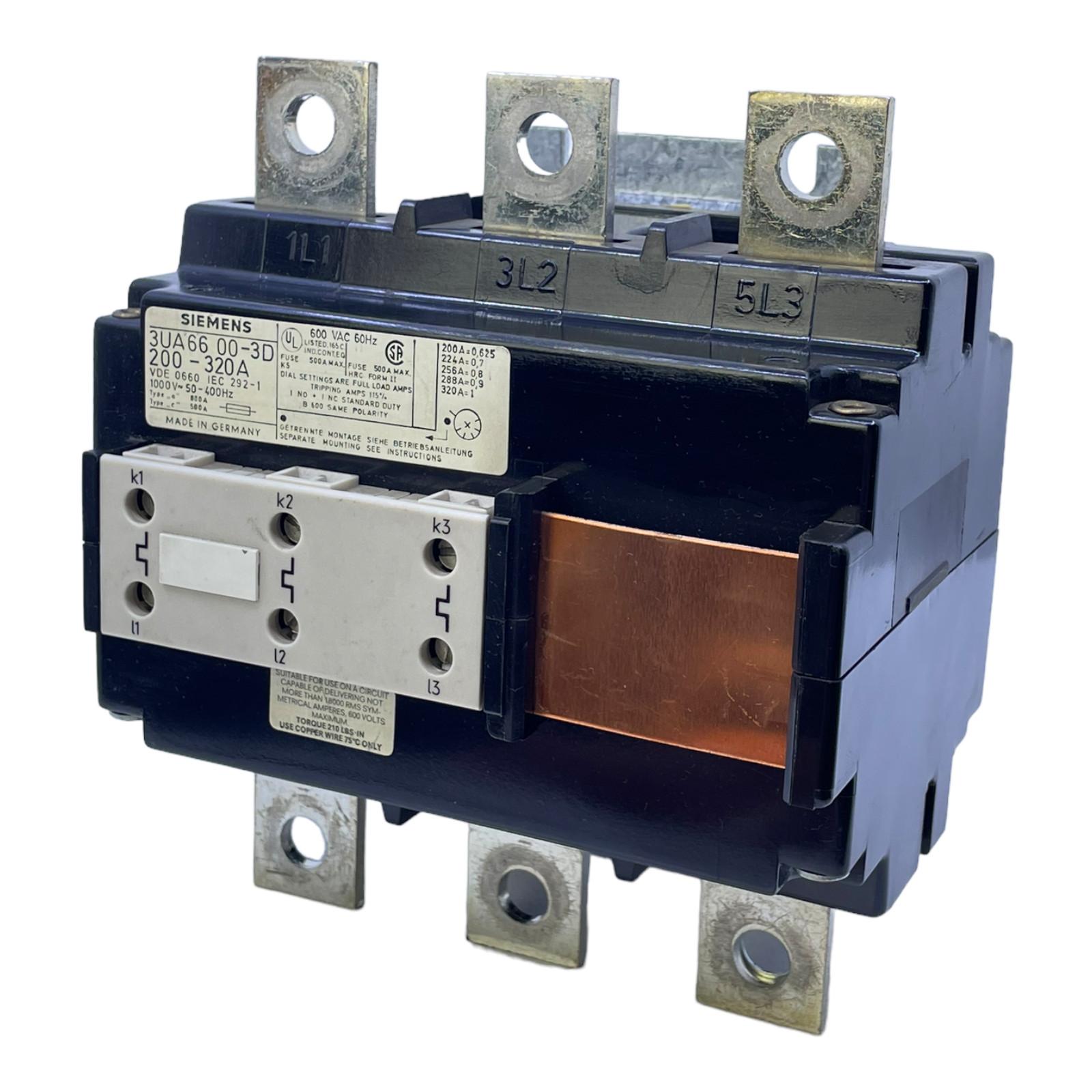 3UA6600-3D Overload Relay 200 320A