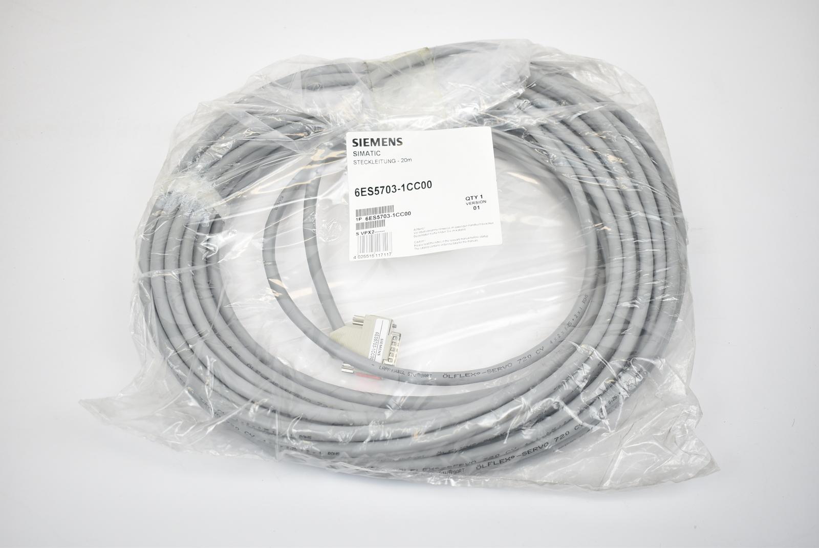 Simatic S5 Plug Cable 20m 6ES5703-1CC00 6ES5 703-1CC00