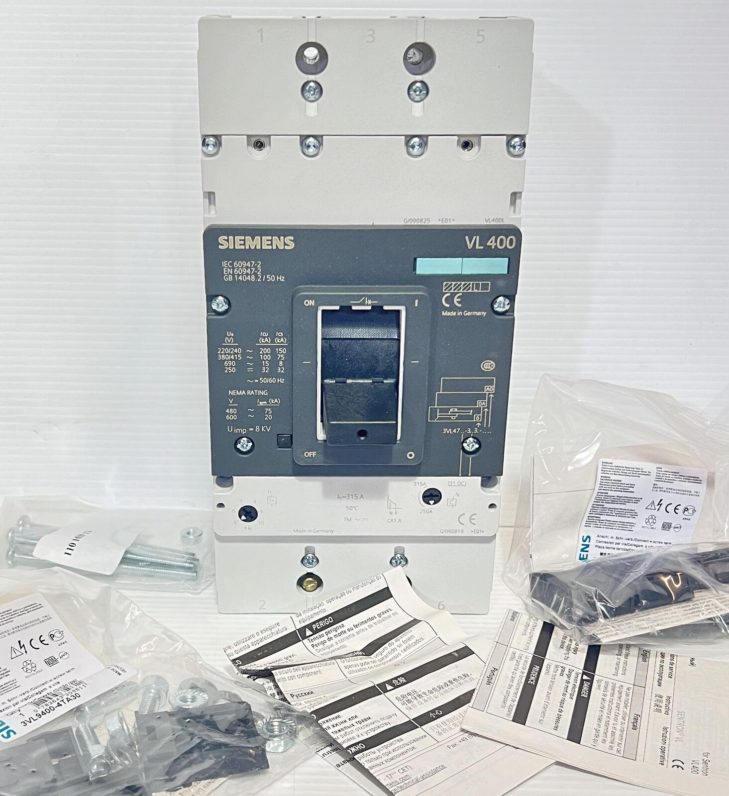 Sentron VL400 3VL4731-3DC36-0AA0 3P 315A 100kA MCCB Circuit