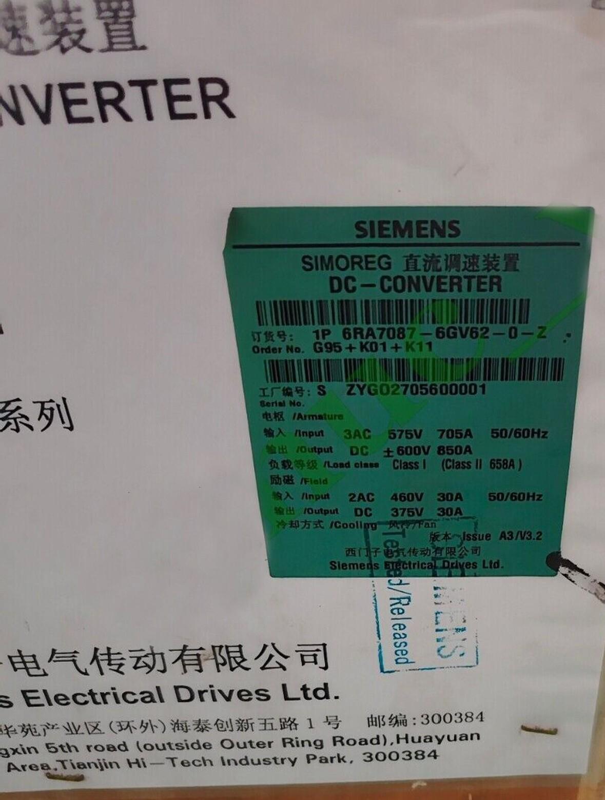 6RA7087-6GV62-0-Z Sealed DC Converter 6RA7087-6GV62-0-Z