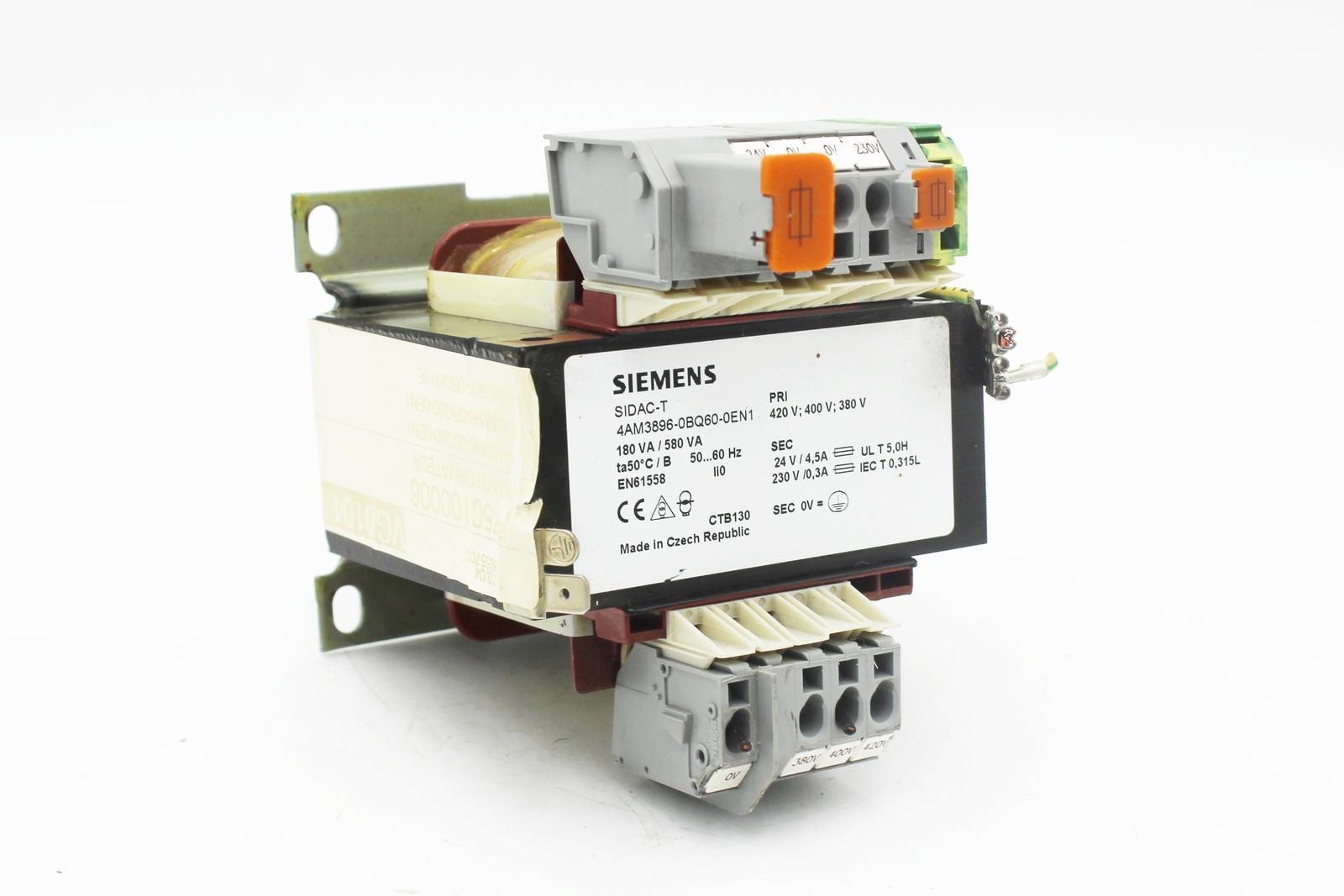SIDAC 4AM3896-0BQ60-0EN1 Transformer 180VA/580VA