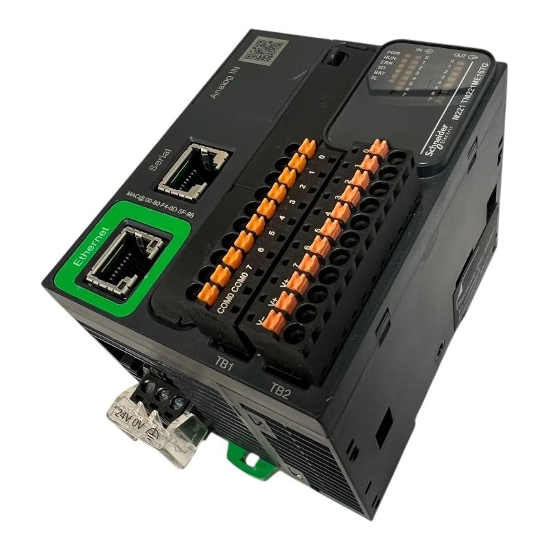 logic controller, Modicon M221, 16 IO, transistor, PNP, Ethernet, spring