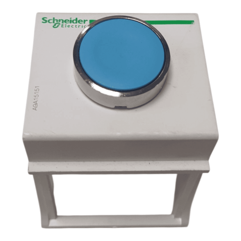 Push button, Harmony XB4, metal, flush, blue, 22mm, spring return, unmarked, 1NO