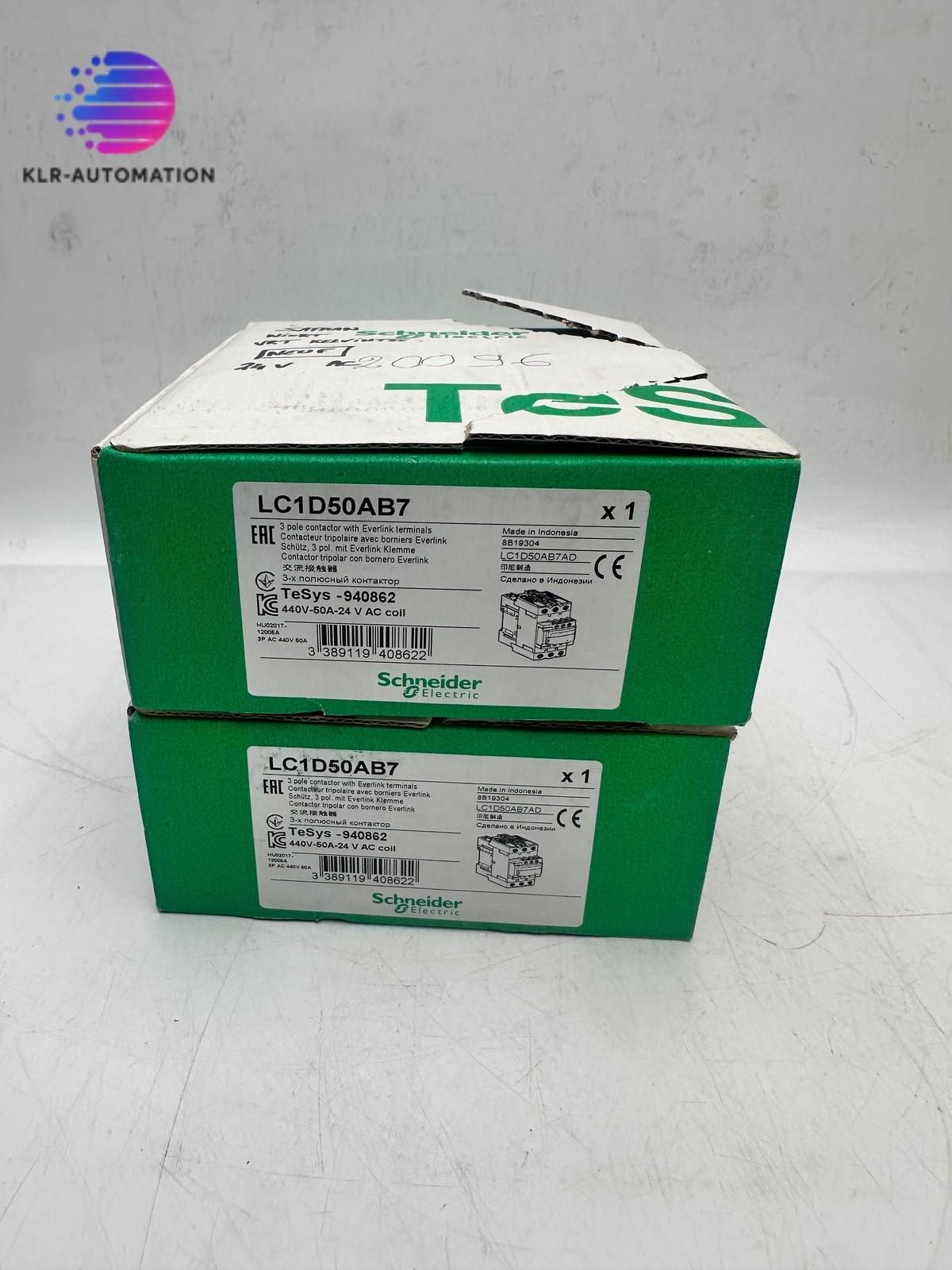 IEC contactor, TeSys Deca, nonreversing, 50A, 40HP at 480VAC, up to 100kA SCCR, 3 phase, 3 NO, 24VAC 50/60Hz coil, open