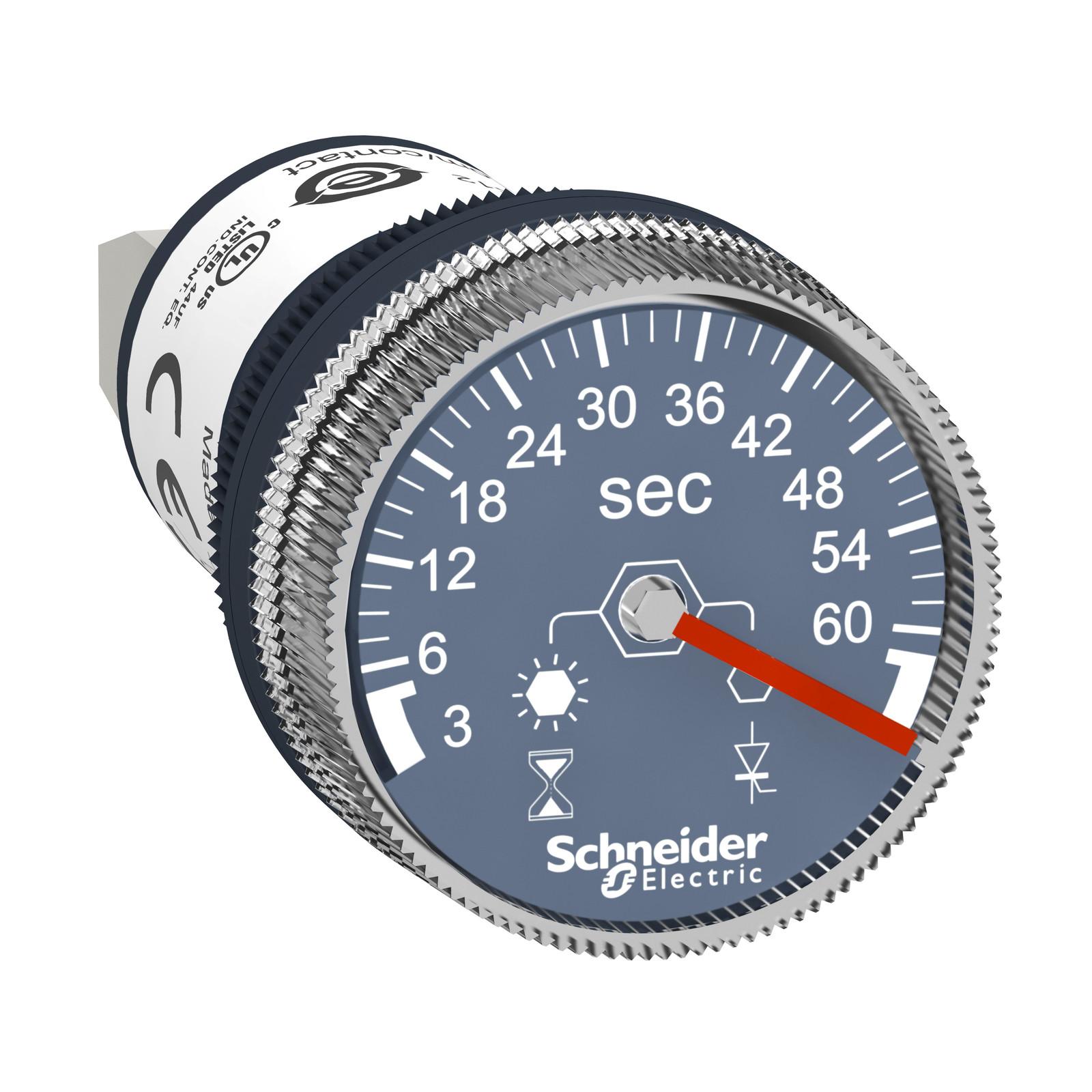 Panel mounted timer monofunction, Harmony XB5, plastic, 22mm, time delay 3...60s, 100...240V AC DC