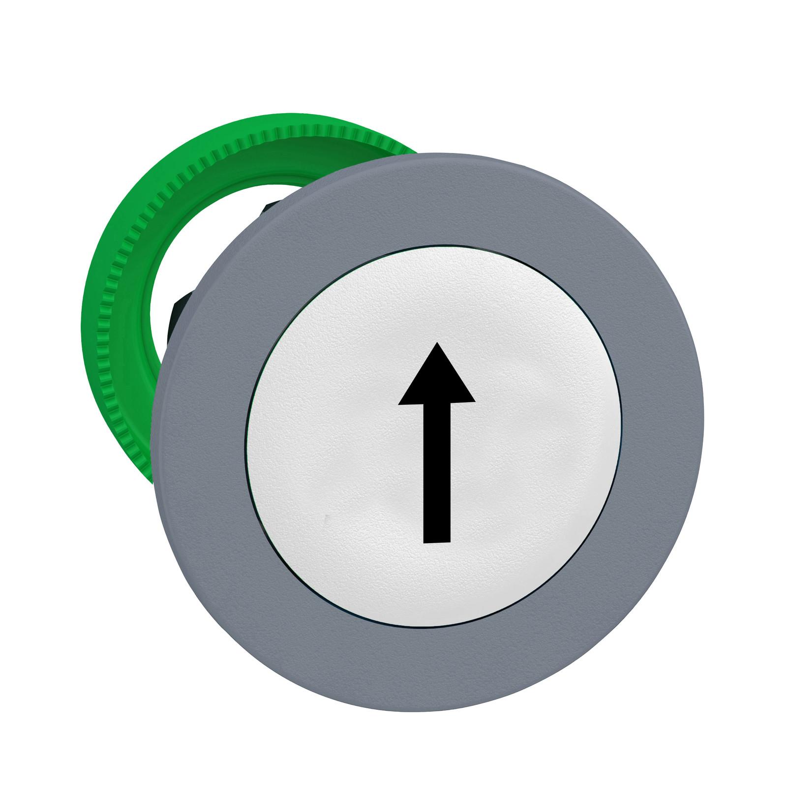 Harmony XB5, Flush mounted push button head, plastic, white, Ø30, spring return, marked UP ARROW, grey bezel