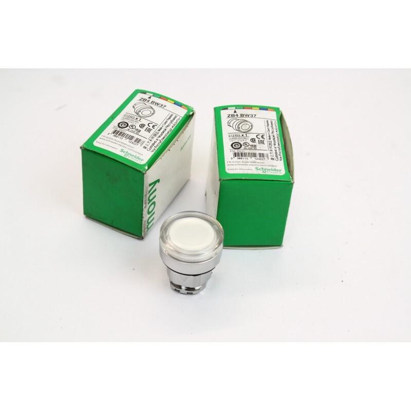 Head for illuminated push button, Harmony XB4, metal, flush, clear, 22mm, spring return, plain lens for BA9s bulb