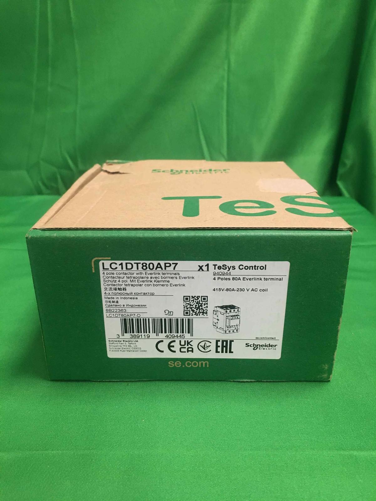 IEC contactor, TeSys Deca, nonreversing, 80A resistive, 4 pole, 4 NO, 230VAC 50/60Hz coil, open style