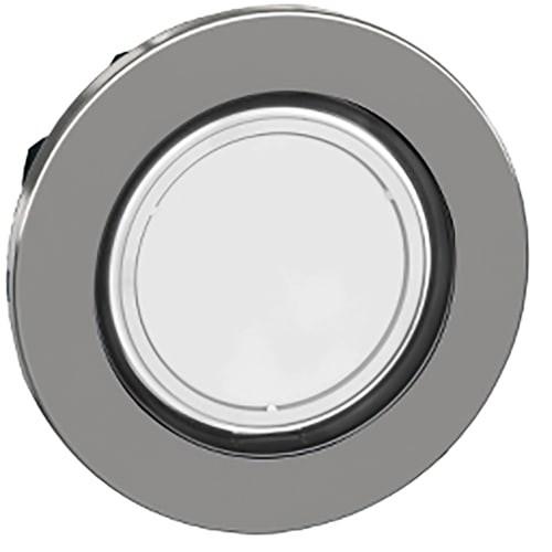 Head for illuminated push button, Harmony XB4, metal, white flush mounted, 30mm, universal LED, for legend of insertion