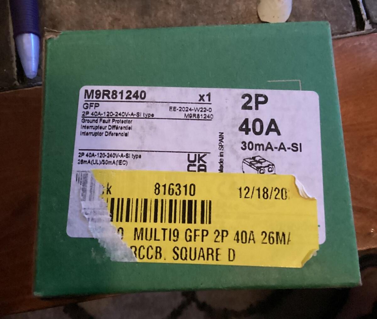 Residual current circuit breaker (RCCB), Multi9 GFP, 2P, 40A, A-SI type, 30mA