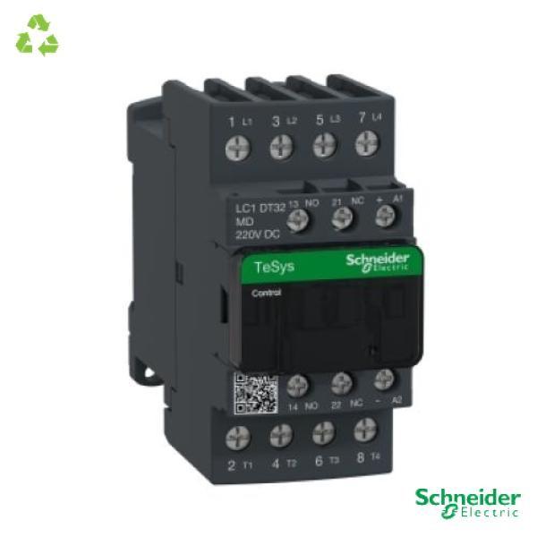 IEC contactor, TeSys Deca, nonreversing, 32A resistive, 4 pole, 4 NO, 220VDC coil, open style