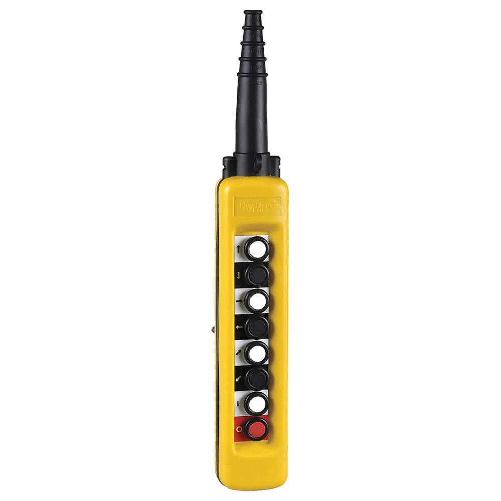 Pendant control station, Harmony XAC, plastic, yellow, 8 push buttons with NO+NC