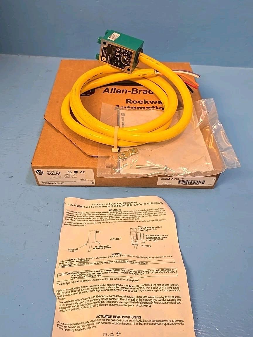 Limit Switch, Pre-Wired Factory Sealed, Complete Switch, Lever Type, Spring Return, Standard Operating Torque, 2-Circuit, CW and CCW directions, 1.52m (5ft) length STO cable, LED Indicating Light: 120V AC 50-60Hz, Wired to N.O. Contact