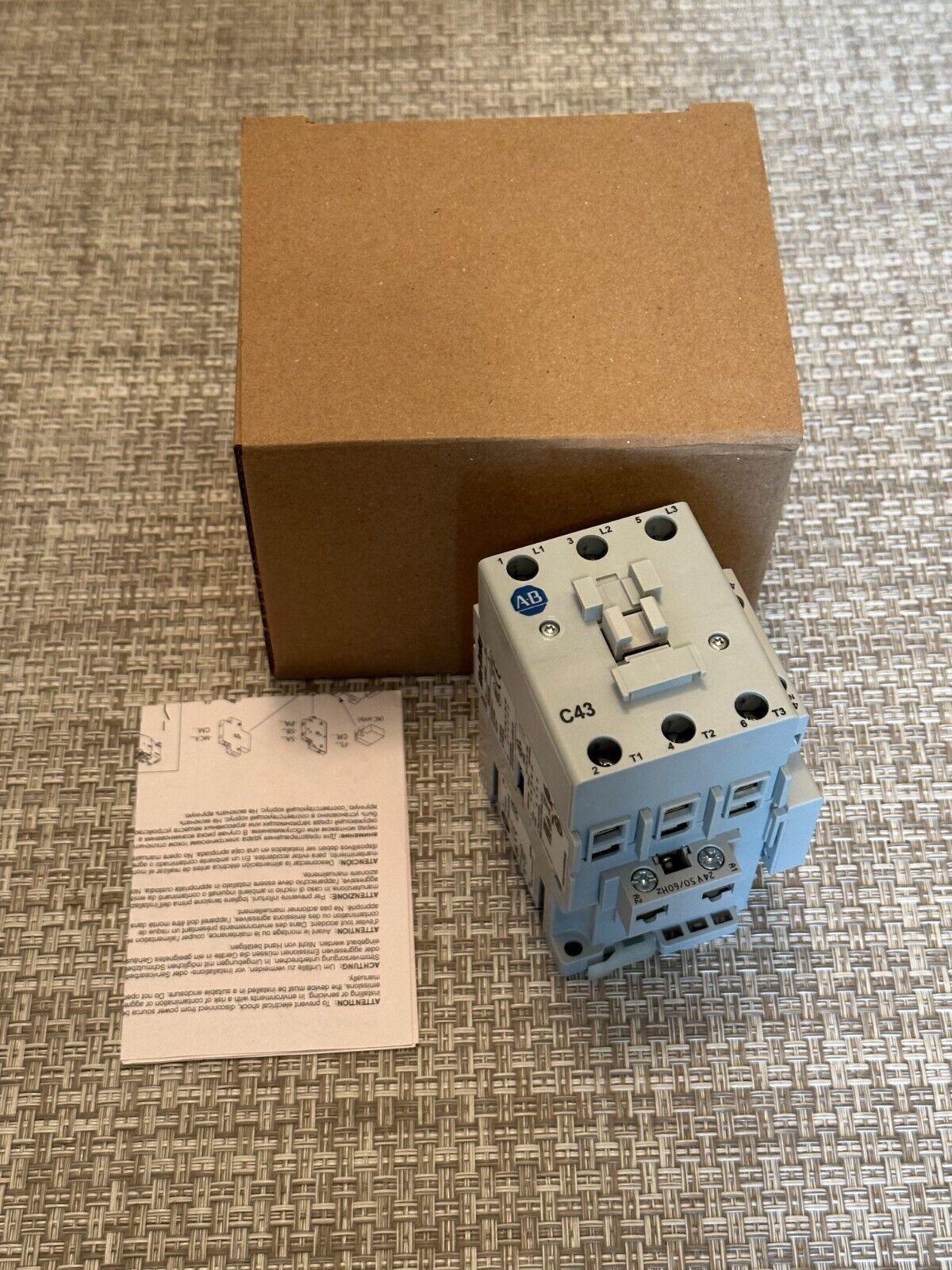 100-C IEC Contactor, 24V 50/60Hz, Screw Terminals, Load Side, 43A, 1 N.O. 0 N.C. Auxiliary Contact Configuration, Single Pack