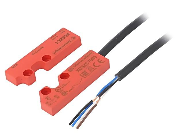 Coded magnetic switch, Telemecanique Safety switches XCS, XCSDMC, 2 NC, staggered, 5 m