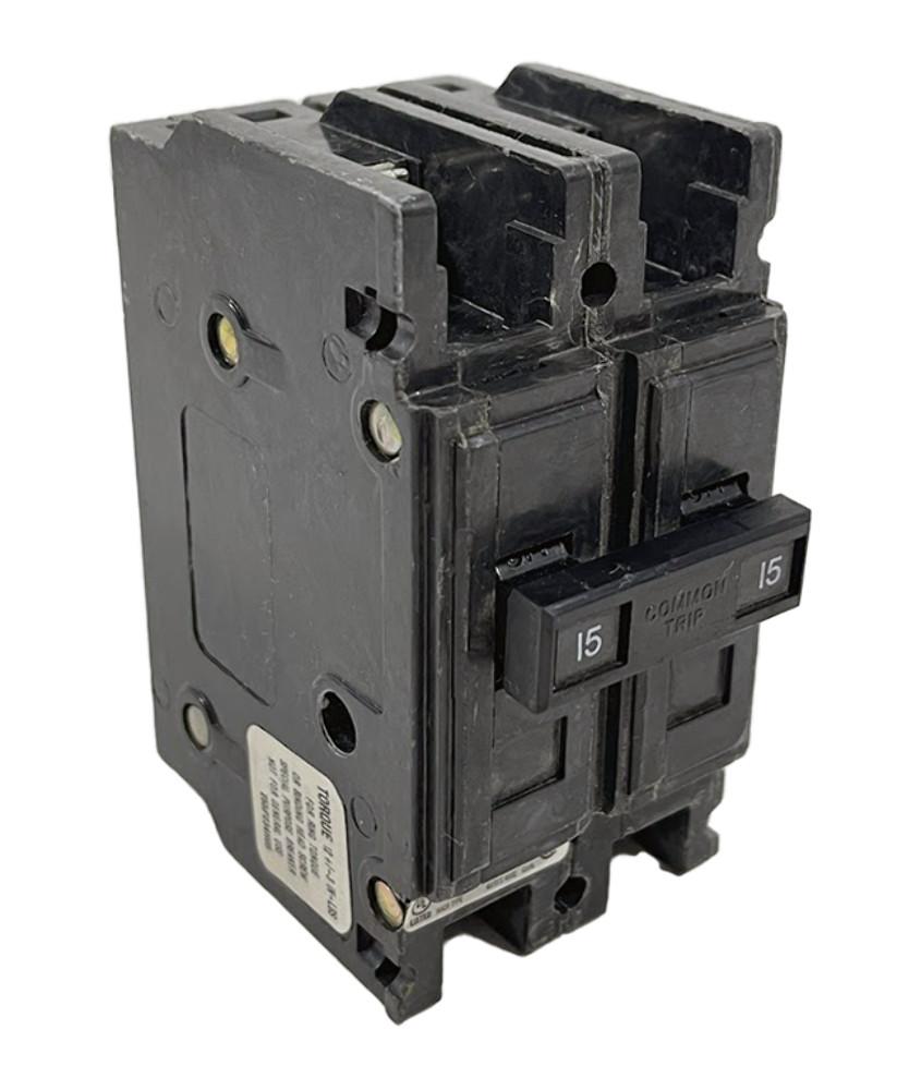 Eaton Quicklag Type QCHW Industrial Thermal-Magnetic Circuit Breaker,Industrial circuit breaker,15 A,22 kAIC,Two-pole,240 V,Thermal-magnetic,Cable-in/cable-out,QCHW,Fixed