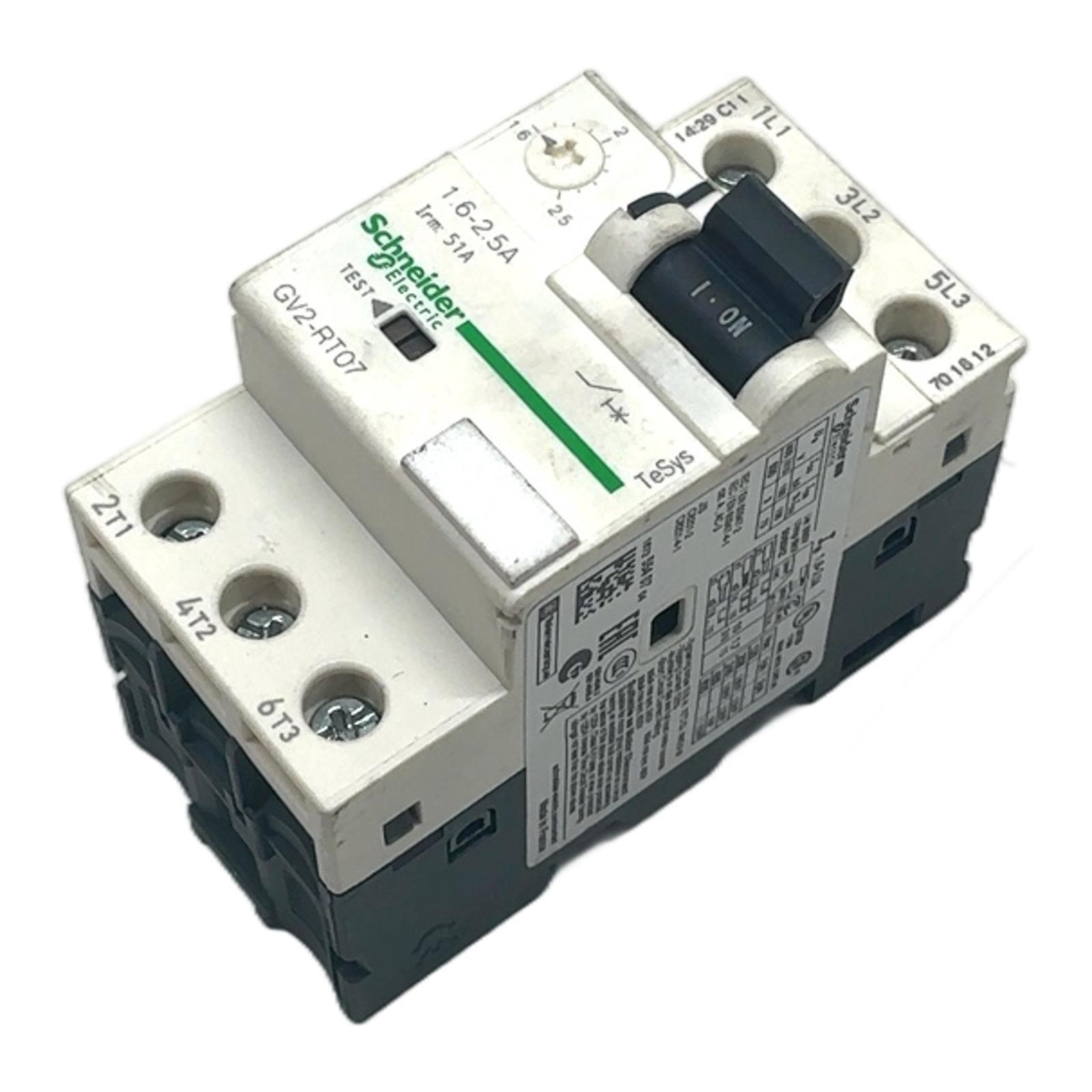 TeSys GV2 Manual Starter and Protector, thermal magnetic circuit protector, toggle switch, 1.6…2.5 A, screw clamp terminals